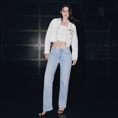 (Women) CALVIN KLEIN Retro Cotton Zip Denim Jacket Women Denim White. J223475 Shop (Women) CALVIN KLEIN Retro Cotton Zip Denim Jacket Women Denim White. J223475