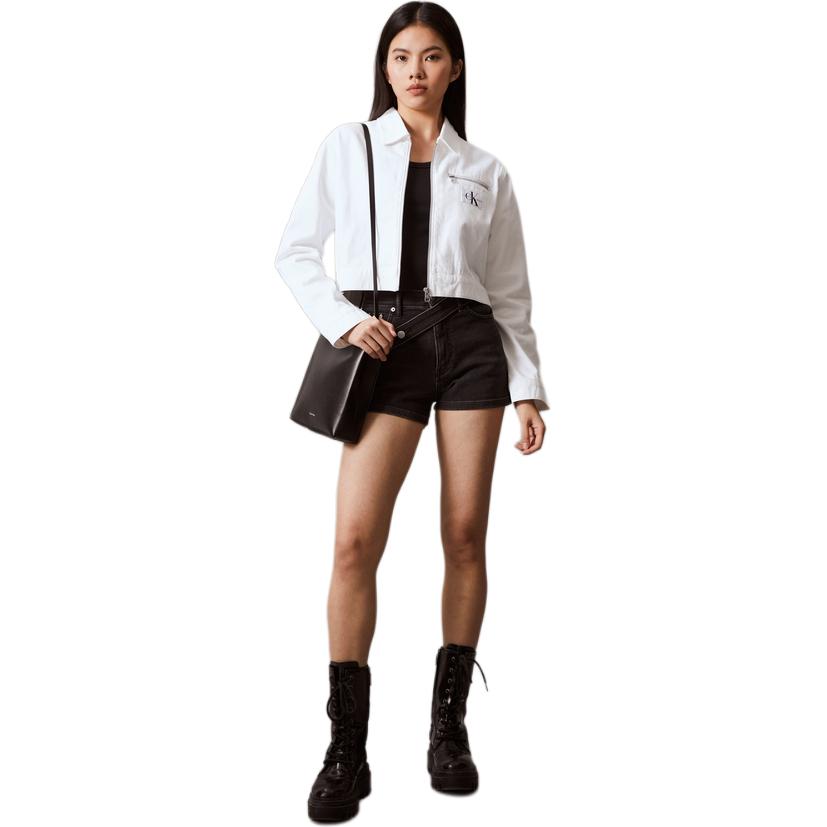 Details for (W) CALVIN KLEIN Jaket Denim Retro Kapas Zip Wanita Putih. J223475