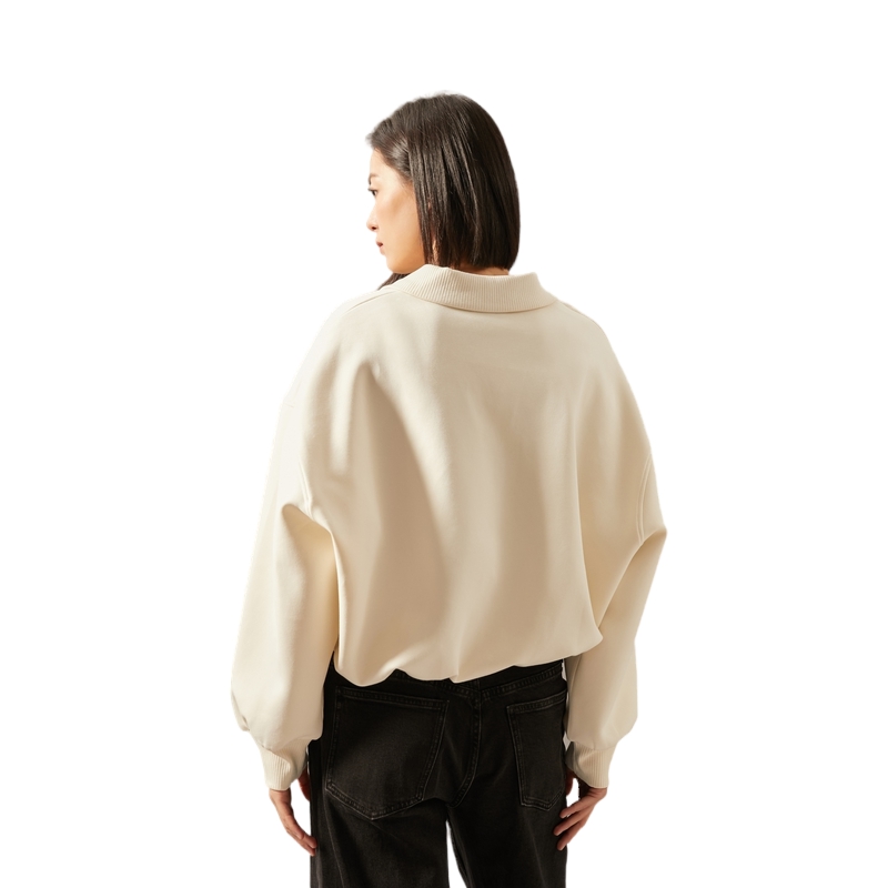 Purchase (W) Calvin Klein 复古宽松V领短款卫衣 牛奶白 J224688