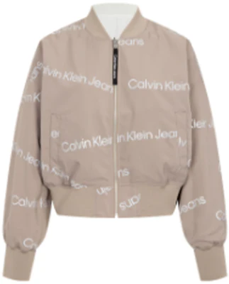 (Women) Calvin Klein Reversible Letter Print Zip Baseball Jacket Women’s Gray Brown J219963-A03 Buy (Women) Calvin Klein Reversible Letter Print Zip Baseball Jacket Women’s Gray Brown J219963-A03