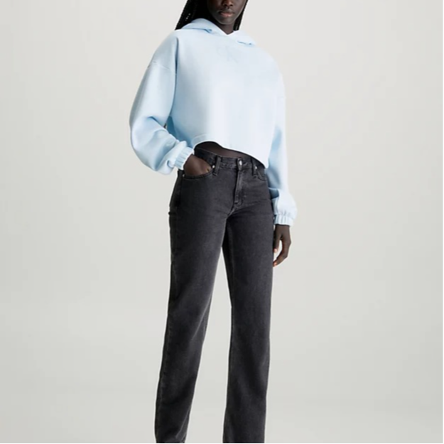 Lookbook (W) Calvin Klein 蓝色亮片标志短款连帽衫（欧版） J20J222962-CYR