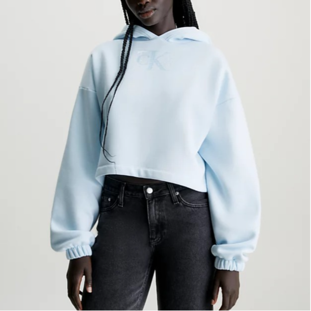 Purchase (W) Calvin Klein 蓝色亮片标志短款连帽衫（欧版） J20J222962-CYR