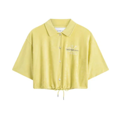 (Women) Calvin Klein Simple Embroidered Drawstring Polo Sweatshirt Jasmine Yellow J221338-KCQ