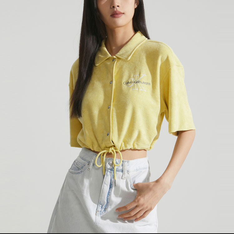 Shop (W) Calvin Klein简约刺绣抽绳Polo卫衣茉莉黄 J221338-KCQ