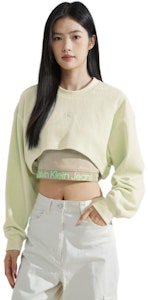 (W) カルバン・クライン ソリッド ジャカード ベルベット クルーネック スウェットシャツ ベージュ J222300 Lookbook (W) カルバン・クライン ソリッド ジャカード ベルベット クルーネック スウェットシャツ ベージュ J222300