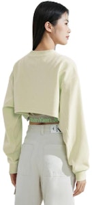 (W) カルバン・クライン ソリッド ジャカード ベルベット クルーネック スウェットシャツ ベージュ J222300 Shop (W) カルバン・クライン ソリッド ジャカード ベルベット クルーネック スウェットシャツ ベージュ J222300