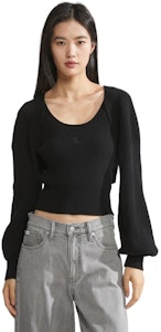 (W) Suéter Corto Calvin Klein Negro Espacial con Mangas Globo de Punto Sólido. J221665BEH Shop (W) Suéter Corto Calvin Klein Negro Espacial con Mangas Globo de Punto Sólido. J221665BEH