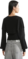 (W) Calvin Klein Solid Knit Lantern Sleeve Crop Sweater Hitam Angkasa. J221665BEH Purchase (W) Calvin Klein Solid Knit Lantern Sleeve Crop Sweater Hitam Angkasa. J221665BEH