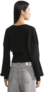 (W) Suéter Corto Calvin Klein Negro Espacial con Mangas Globo de Punto Sólido. J221665BEH Purchase (W) Suéter Corto Calvin Klein Negro Espacial con Mangas Globo de Punto Sólido. J221665BEH