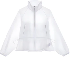 (Women) Calvin Klein Solid White Zip-Up Stand Collar Jacket J218658-YAF (Women) Calvin Klein Solid White Zip-Up Stand Collar Jacket J218658-YAF