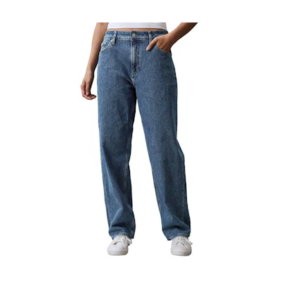 (Women) CALVIN KLEIN SS23 Retro 90s Straight-Leg Vintage Blue Jeans Denim Blue J223725