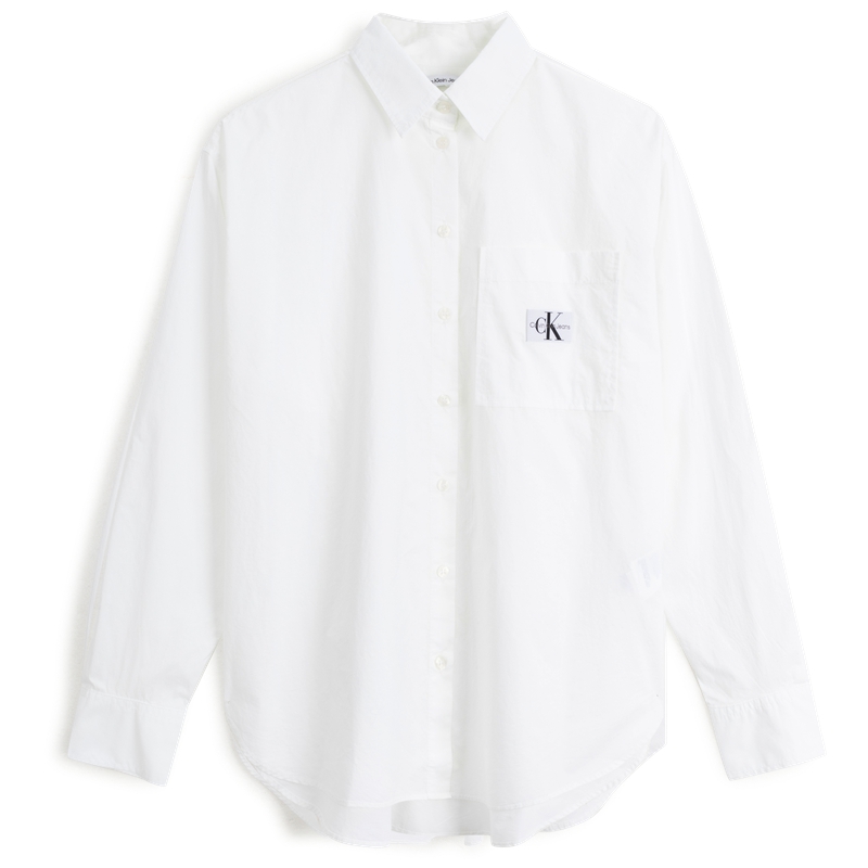 Order (W) CALVIN KLEIN SS24 Baju Lengan Panjang Loose Fit dengan Tampalan Gaya Jeans. J222610