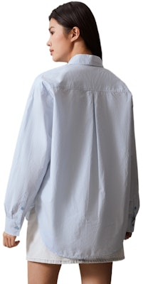 (Women) CALVIN KLEIN SS24 Loose Fit Long Sleeve Shirt with Jeans-Style Patch. J222610 1