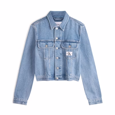 (Women) Calvin Klein SS24 Minimalist Denim Light Blue Collared Jacket. J223683