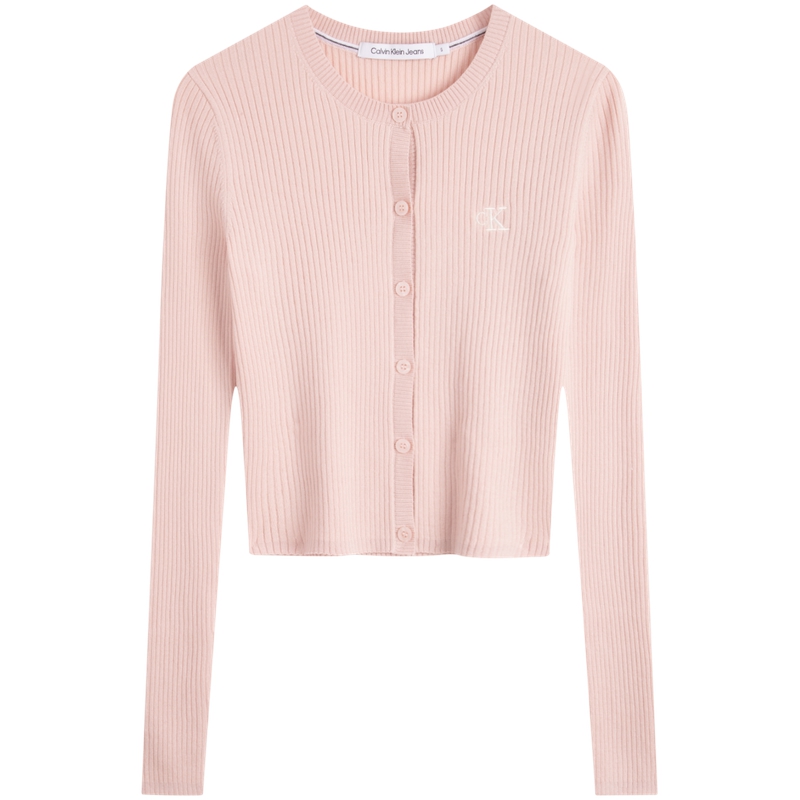 (Women) CALVIN KLEIN SS24  Slim Fit Embroidered Lyocell Blend Cardigan Sweater J223846