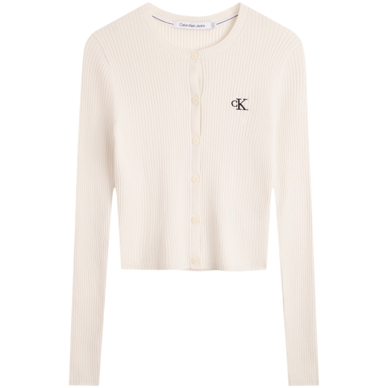 Order (Women) CALVIN KLEIN SS24  Slim Fit Embroidered Lyocell Blend Cardigan Sweater J223846