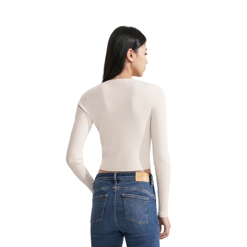 Purchase (Women) CALVIN KLEIN SS24  Slim Fit Embroidered Lyocell Blend Cardigan Sweater J223846