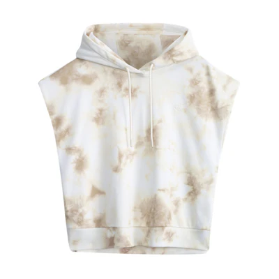 (Women) Calvin Klein Tie-Dye Embroidered Hoodie Short Sleeve Light Yellow J221210-0LA