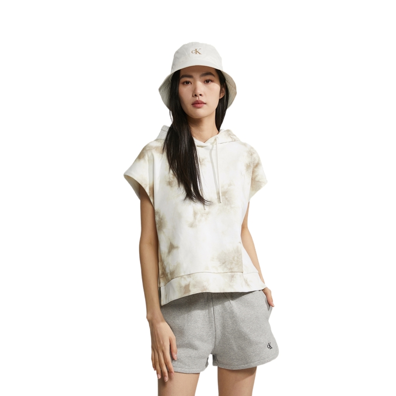 Shop (W) Calvin Klein 紮染刺繡短袖連帽衫 淺黃色 J221210-0LA