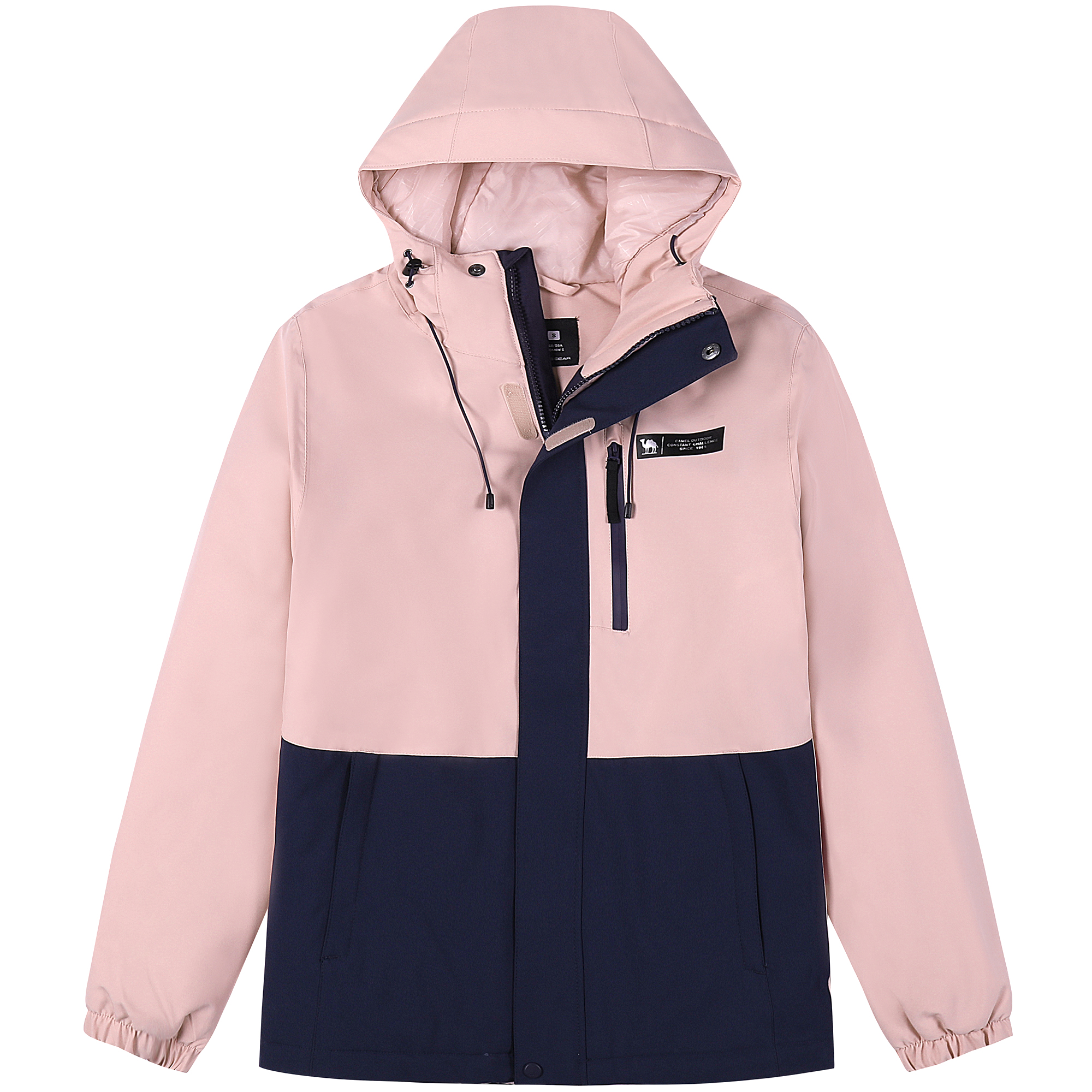 (Women) CAMEL All-Weather Hooded Waterproof Windproof Hiking Jacket A1W118145-1