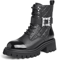 (Women) CAMEL CROWN 'British Style Spliced Buckle Mid-Calf Martin Boots Black' LF22247527 (Women) CAMEL CROWN 'British Style Spliced Buckle Mid-Calf Martin Boots Black' LF22247527