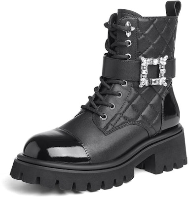 (Women) CAMEL CROWN 'British Style Spliced Buckle Mid-Calf Martin Boots Black' LF22247527 Buy (Women) CAMEL CROWN 'British Style Spliced Buckle Mid-Calf Martin Boots Black' LF22247527