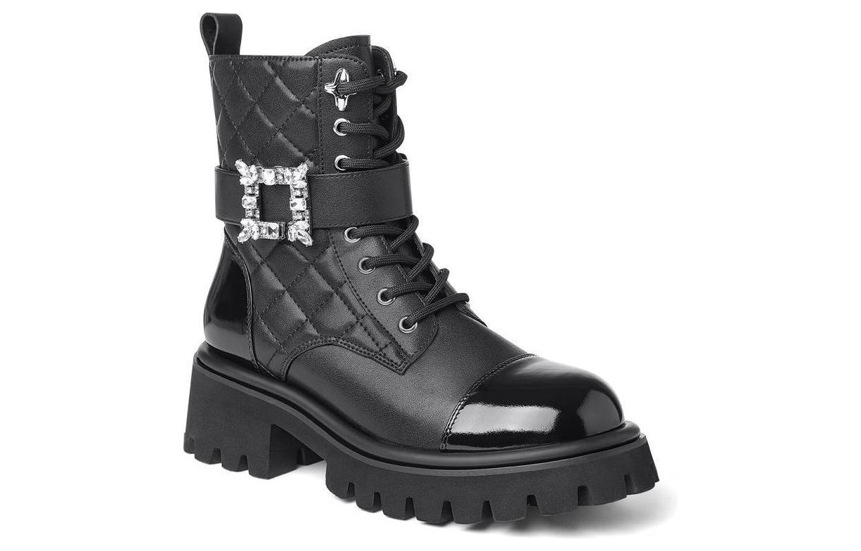 Order (W) 캐멀크라운 브리티시 배색 버클 부츠 (블랙) LF22247527