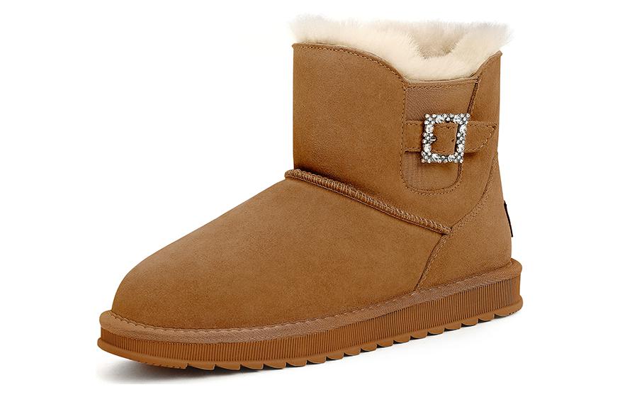 Shop 駱駝保暖防滑加絨加厚平底厚底短筒雪地靴女款