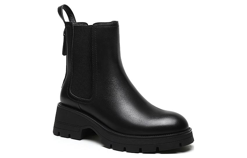 Order (W) CAMEL CROWN Sepatu Bot Kulit Hitam Nyaman, Ringan, Hak Sedang. LF22245098