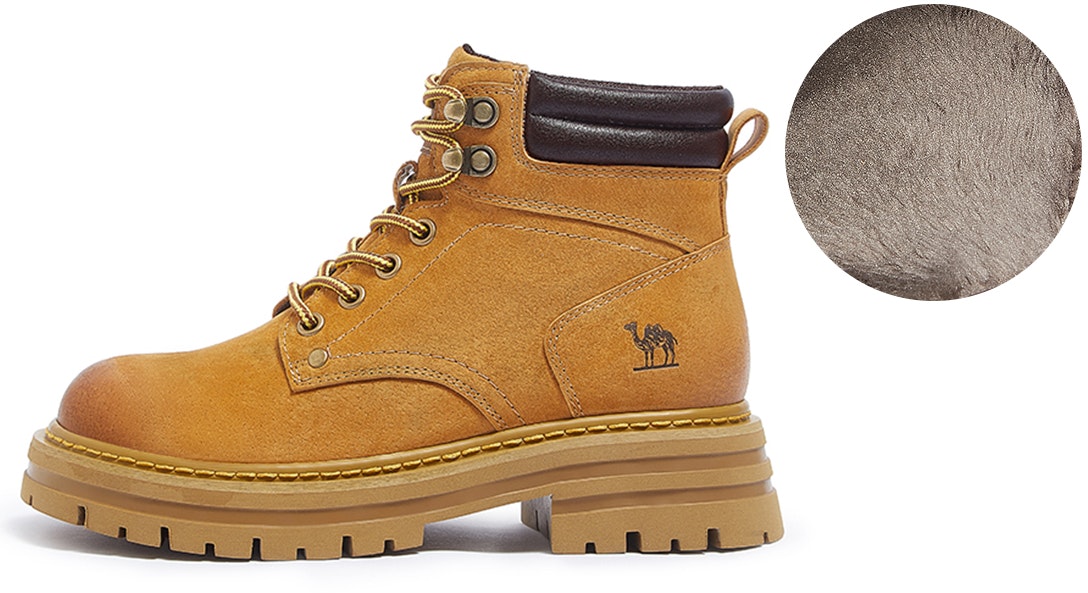 women-camel-crown-retro-classic-yellow-fleece-lined-short-martens-l23-w076065-r