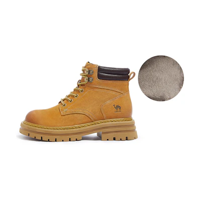 (W) CAMEL CROWN Retro Classic 'Yellow Fleece-lined Short Martens'