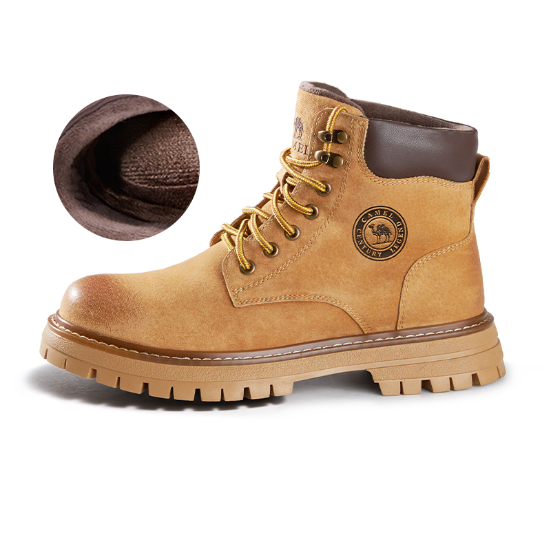 (Women) CAMEL CROWN Retro Classic 'Yellow Fleece-Lined Short Martin Boots' GF122W7790R