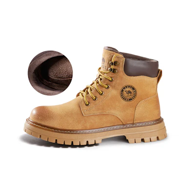 (W) CAMEL CROWN Retro Classic 'Yellow Fleece-Lined Short Martin Boots'