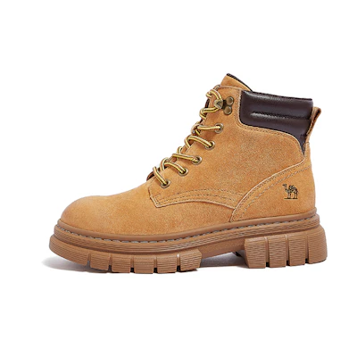 (W) CAMEL CROWN Round Toe Lace-Up Ankle Martin Boots 'Yellow Brown'