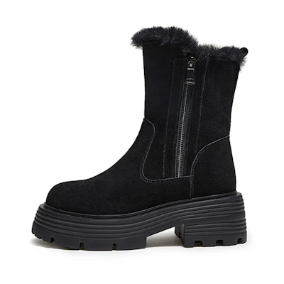 (W) CAMEL CROWN Snow Boots 'Warm Waterproof Mid-Calf Black'