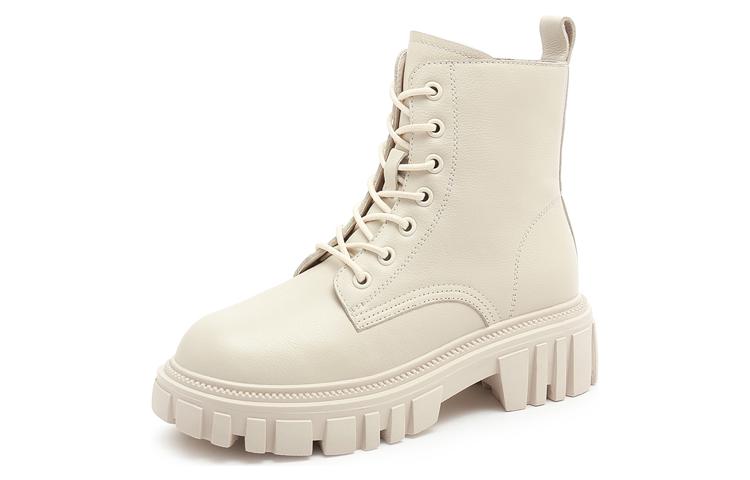 Order (W) 骆驼皇冠加绒皮革中筒马丁靴‘厚底粗跟’ A14703624