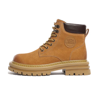 (W) CAMEL CROWN Workwear Anti-Slip 'Short Yellow Fur-Lined Martens'