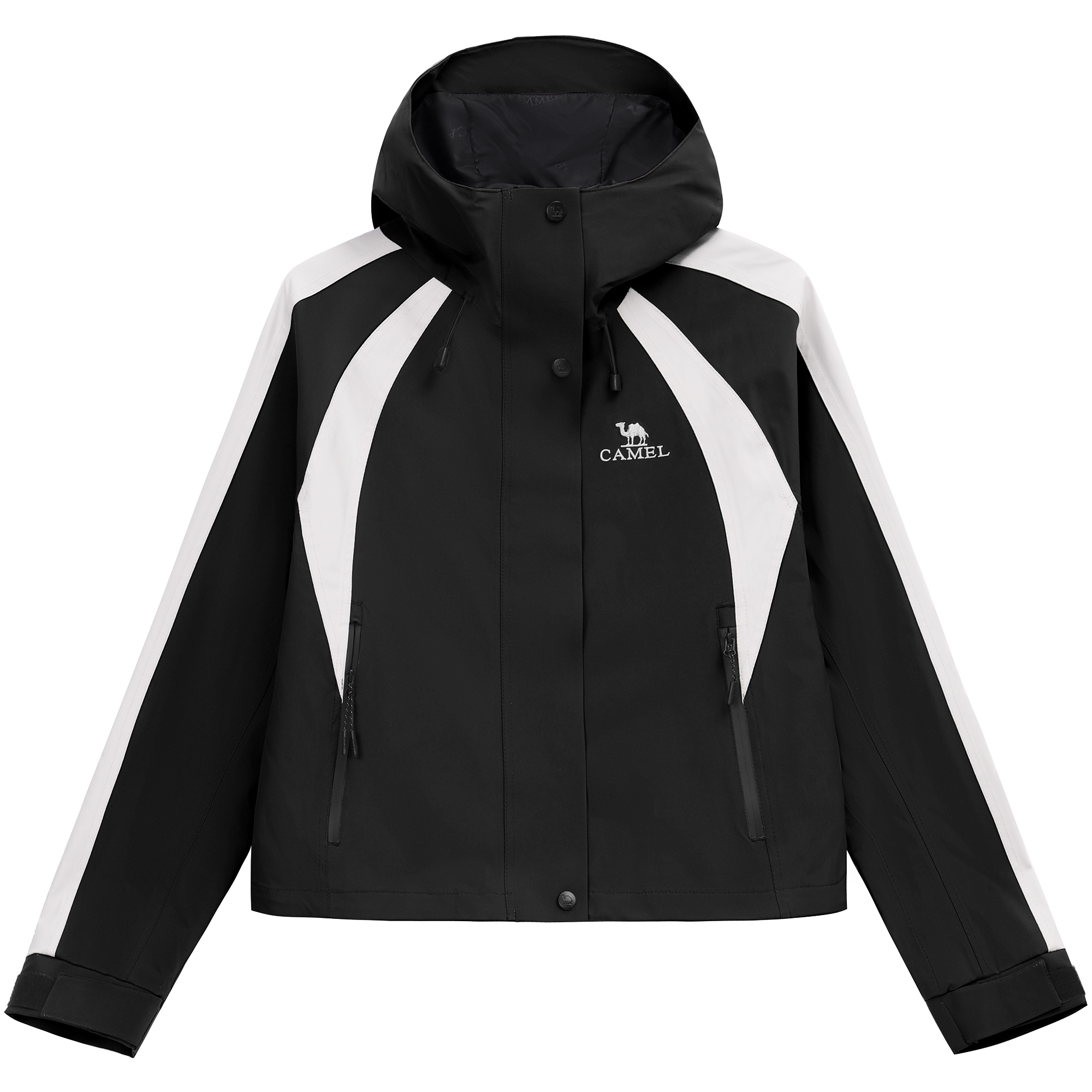 (Women) CAMEL Short Colorblock Waterproof Windproof Fleece 3-in-1 Jacket. A23CA46167