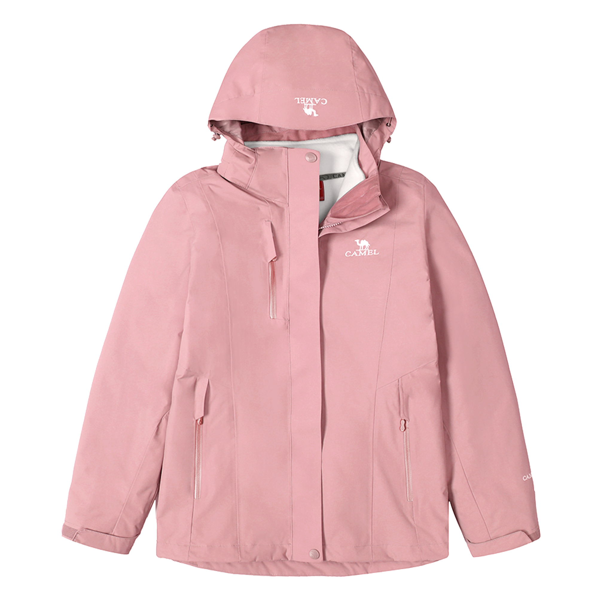 (Women) CAMEL Waterproof Windproof Breathable Fleece-Lined Detachable Jacket A7W117128