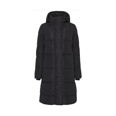 (Women) Canada Goose Black Solid Color Long Sleeve Mid-Length Hooded Coat 2610WB-161
