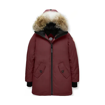 (Women) Canada Goose Burgundy Hooded Zip-Up Mid-Length Coat 3030L-810