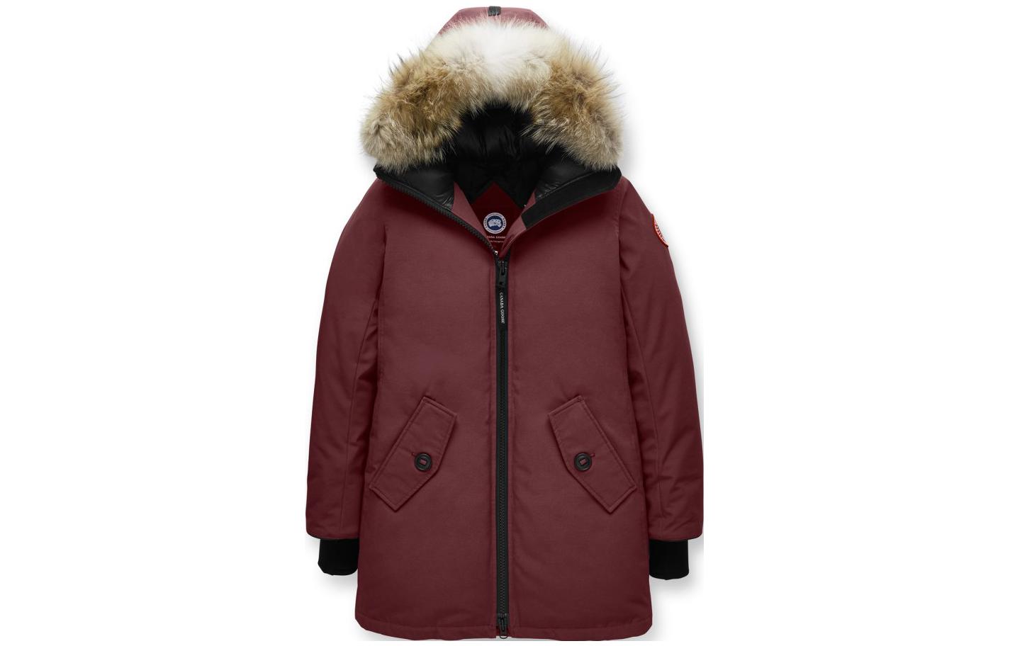 Order (Women) Canada Goose  Burgundy Hooded Zip-Up Mid-Length Coat 3030L-810