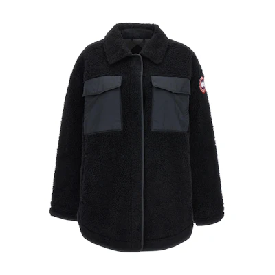 (Women) Canada Goose Colorblock Fleece Jacket Loose Fit Long Sleeve Coat 6845W4-761