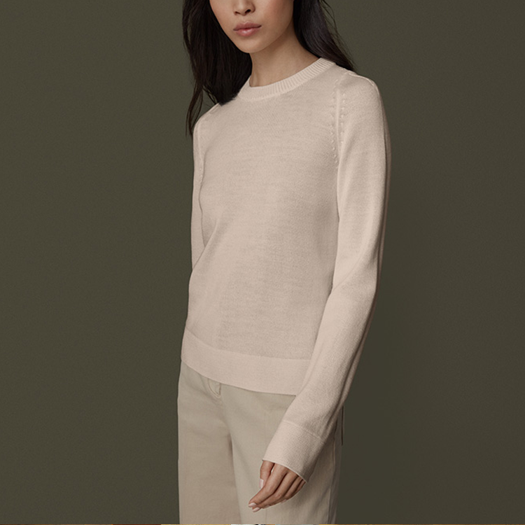 Lookbook (W) Canada Goose Crewneck Knit Sweater Kelabu Terang/Coklat 7024L-149