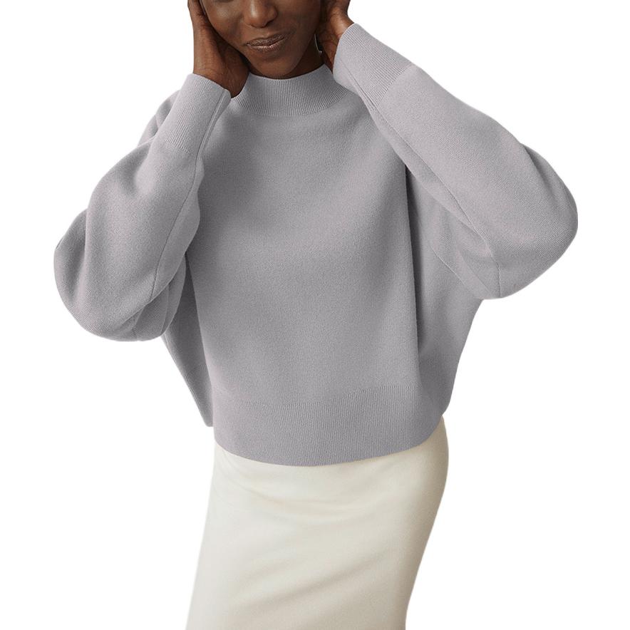 Lookbook (W) Canada Goose FW22 Sweater Kelabu Lunar Stone Half-Turtleneck. 7072W-439