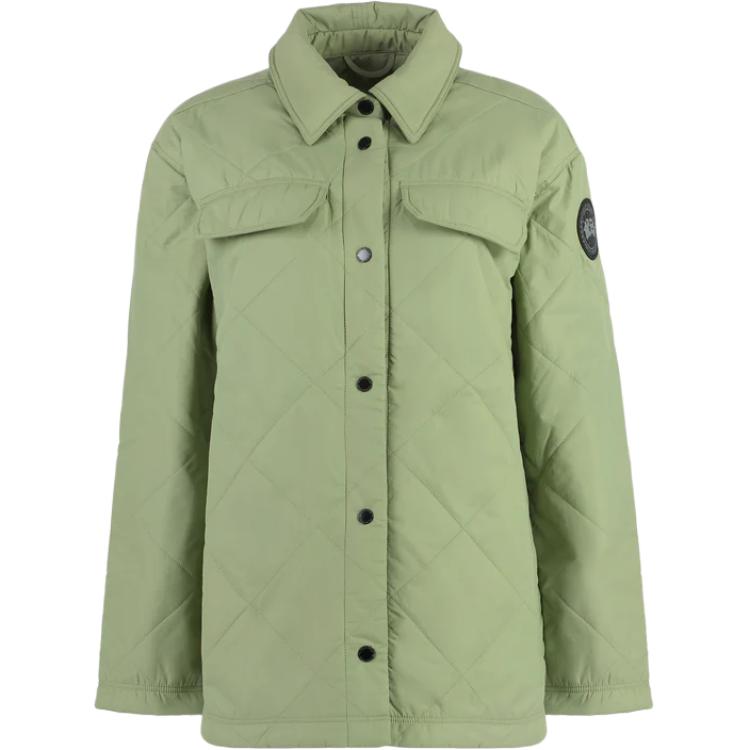 (Women) Canada Goose  Green Plain Long Sleeve Button-Up Jacket 6847W-1481