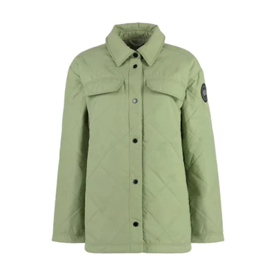 (Women) Canada Goose Green Plain Long Sleeve Button-Up Jacket 6847W-1481