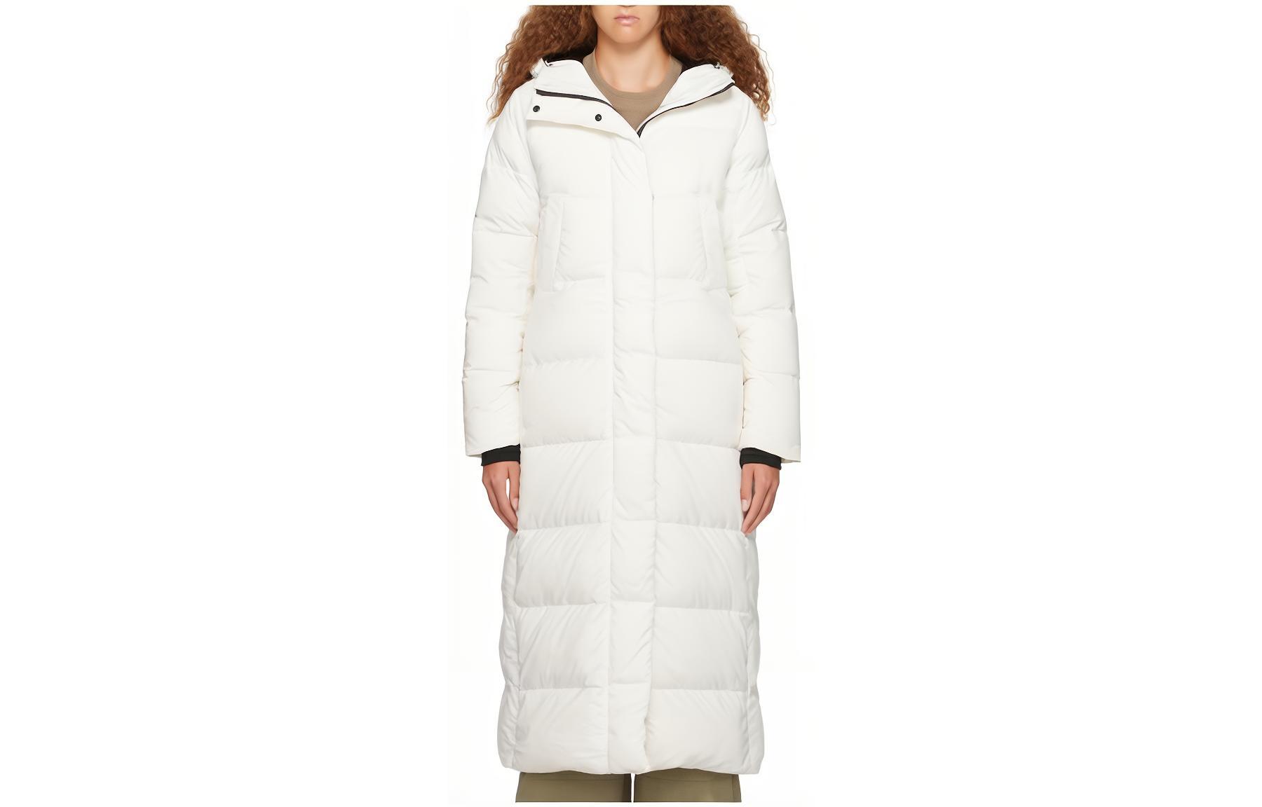 (Women) Canada Goose  Mid-Length Hoodie Down Jacket Cream White 5088L-433