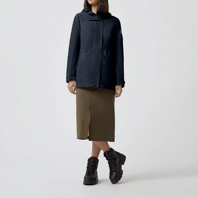 (Women) Canada Goose Minden Reflective Striped Hooded Jacket Ocean Blue. 2423L-63 Details for (Women) Canada Goose Minden Reflective Striped Hooded Jacket Ocean Blue. 2423L-63