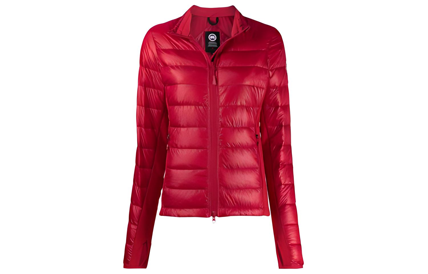 (Women) Canada Goose  Red Solid Color Down Jacket with Zipper 2701L-11